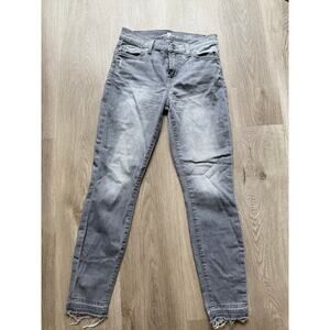 7 For All Mankind, Skinny Guenevere, Gray, Size 26, raw hem